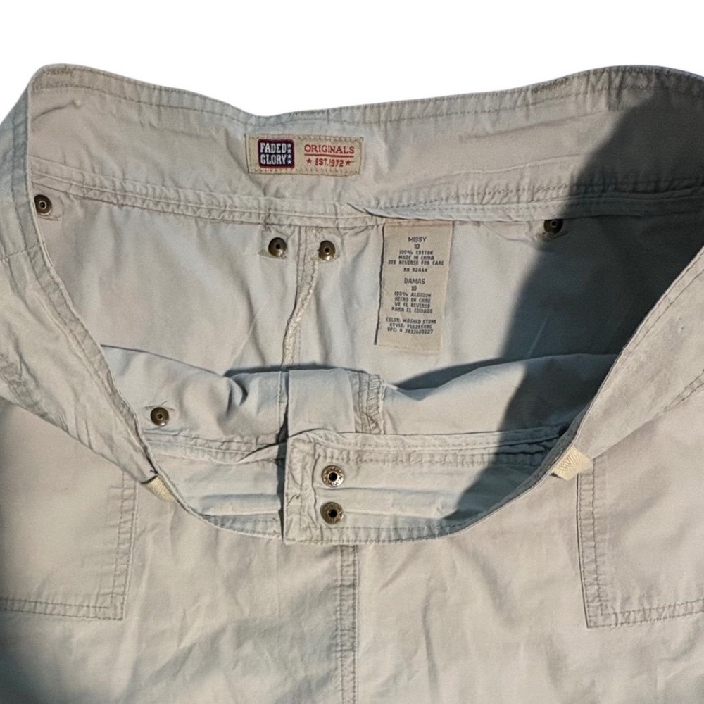 Faded Glory Originals Khaki Cargo Mini Skirt Washed Stone Cotton Size 10 Missy - Picture 5 of 5